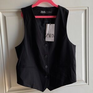 Zara Classic Black V-Neck Top.